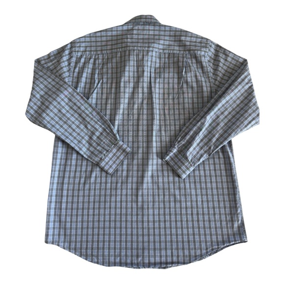 Barakett Men's Plaid Long Sleeve Button Down Shirt Blue Grey Size 17 36/37 - Picture 2 of 11